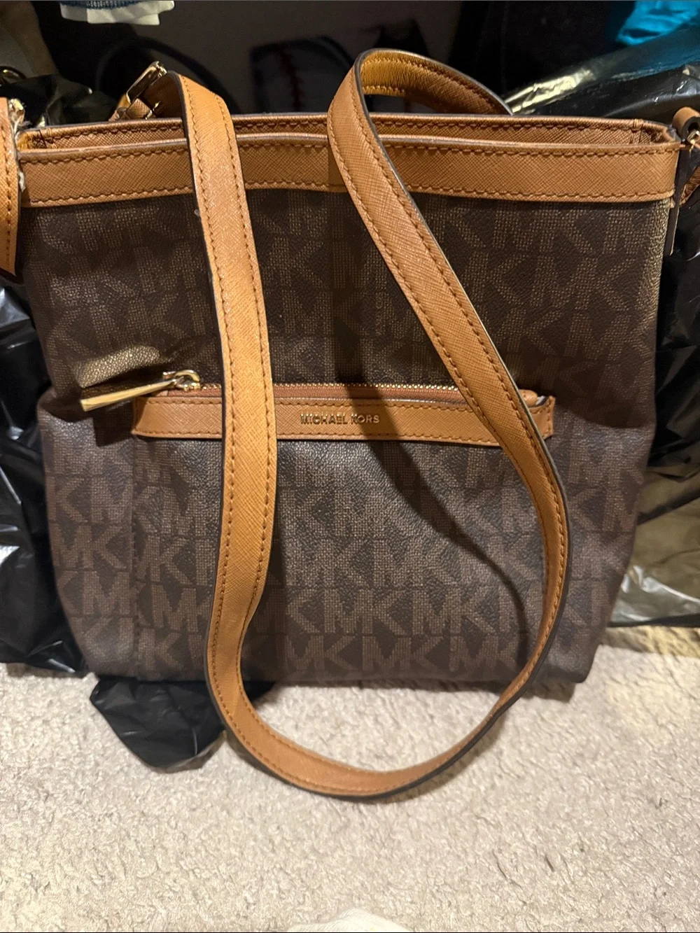 Michael Kors Brown/Tan Signature Canvas Messenger Bag